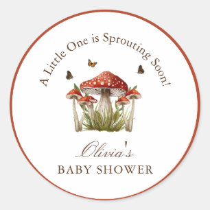 Kersverse Paddenstoel Vlinder Thema Baby Shower Ui Ronde Sticker