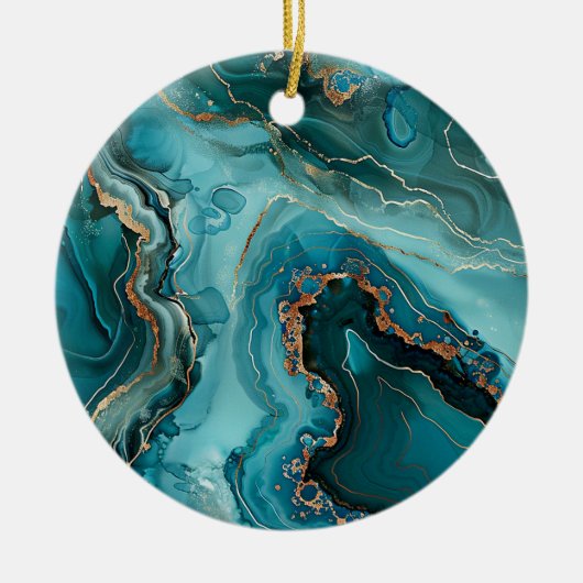 Kersversiering van Teal Agaat Keramisch Ornament (Voorkant)
