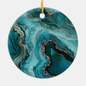Kersversiering van Teal Agaat Keramisch Ornament (Achterkant)