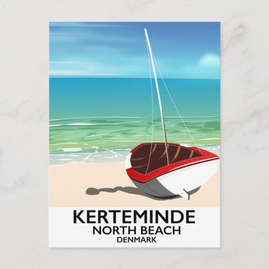 Kerteminde North Beach Denemarken Reisposter Briefkaart (Voorkant)