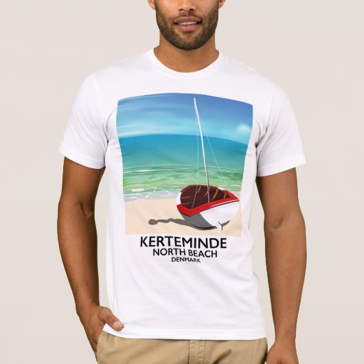 Kerteminde North Beach Denemarken Reisposter T-shirt (Voorkant)