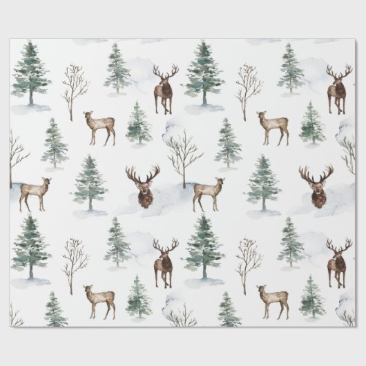 Kertsherten en winterbomen cadeaupapier (Vlak)