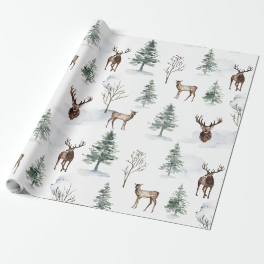 Kertsherten en winterbomen cadeaupapier (Uitgerold)