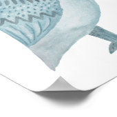 Keruilposter Blauw Witte Uil Muurkunst Print (Hoek)