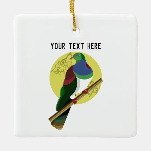 KERURU Wood-duif Keramisch Ornament (Voorkant)