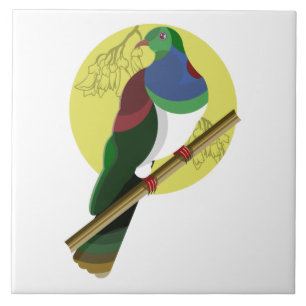 KERURU Wood duiven NZ BIRD Tegeltje