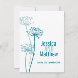 Kervel graphic modern blauwgroen herfstbruiloft kaart