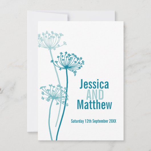 Kervel graphic modern blauwgroen herfstbruiloft kaart (Voorkant)