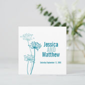 Kervel graphic modern bloem blauwgroen bruiloft ui kaart (Staand voorkant)