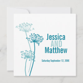 Kervel graphic modern bloem blauwgroen bruiloft ui kaart