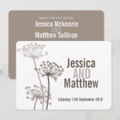 Kervel moderne bloem bruin bruiloft uitnodigen kaart (Voorkant / Achterkant)