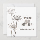 Kervel moderne bloem bruin bruiloft uitnodigen kaart (Voorkant)