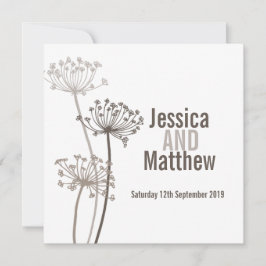 Kervel moderne bloem bruin bruiloft uitnodigen kaart