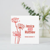 Kervel moderne bloem donkerrood bruiloft uitnodige kaart (Staand voorkant)