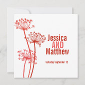 Kervel moderne bloem donkerrood bruiloft uitnodige kaart (Voorkant)