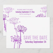 Kervel moderne grafische bloem paarse bewaar de da aankondiging (Voorkant / Achterkant)