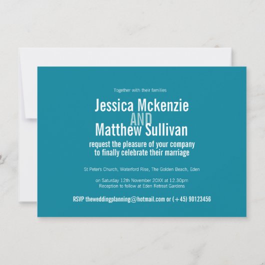 Kervudkoppen aqua blauwgroen bruiloft opnieuw gepl kaart (Achterkant)