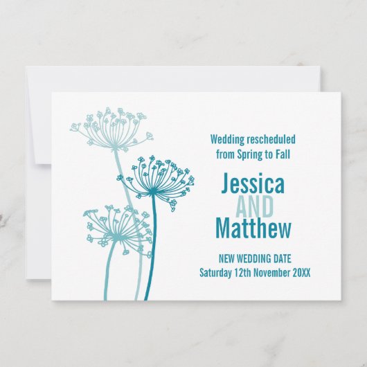 Kervudkoppen aqua blauwgroen bruiloft opnieuw gepl kaart (Voorkant)