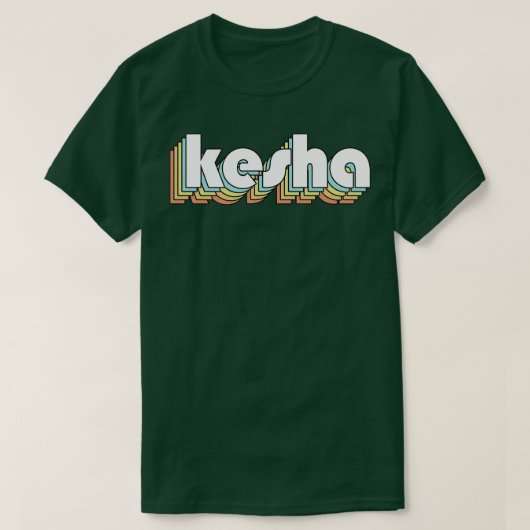Kesha Retro Rainbow Typografie Vervaagd Stijl T-shirt (Design voorkant)