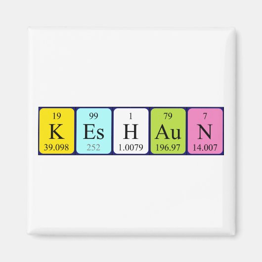 Keshaun periodieke tabelnaam magnet (Voorkant)
