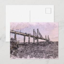 Kessock Bridge Inverness Artistiek Aquarel Briefkaart