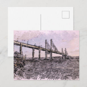 Kessock Bridge Inverness Artistiek Aquarel Briefkaart