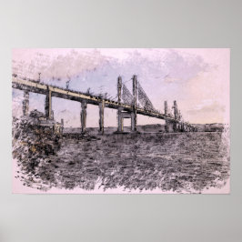 Kessock Bridge Inverness Artistiek Aquarel Poster