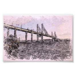 Kessock Bridge Schotland Artistiek Aquarel Foto Afdruk