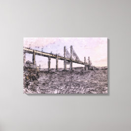 Kessock Bridge Schotland Artistieke Waterverfschil Canvas Afdruk