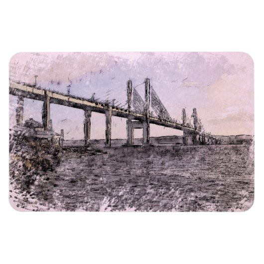 Kessock Bridge Scotland Artistic Watercolour Magneet (Horizontaal)