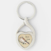 Kestrel Falcon Couple Aangepaste naam Romantic Key Sleutelhanger (Voorkant)