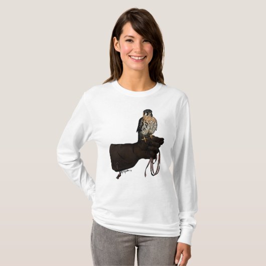 Kestrel op Glove Illustration T-shirt (Voorkant volledig)