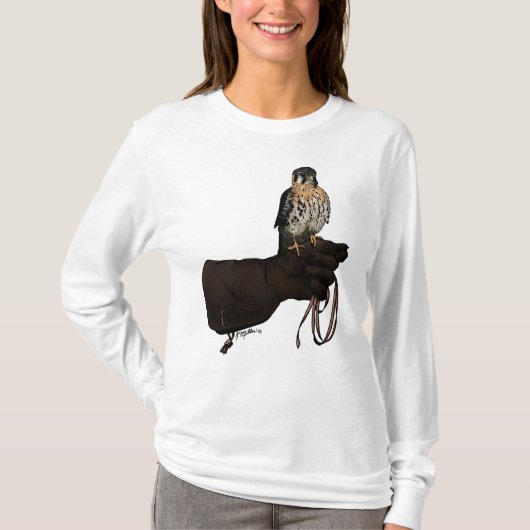 Kestrel op Glove Illustration T-shirt (Voorkant)