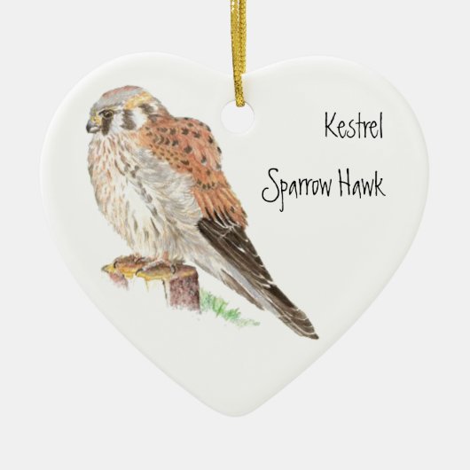 Kestrel Sparrow Hawk, Waterverf Bird Animal Keramisch Ornament (Voorkant)