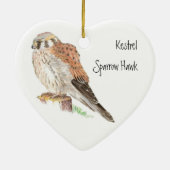 Kestrel Sparrow Hawk, Waterverf Bird Animal Keramisch Ornament (Achterkant)