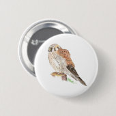 Kestrel Sparrow Hawk, Waterverf Bird Ronde Button 5,7 Cm (Voorkant /achterkant)