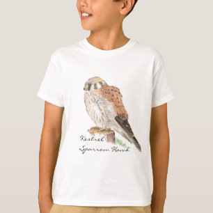 Kestrel Sparrow Hawk, Waterverf Bird T-shirt