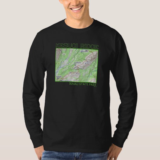 Kesugi Ridge Hiking Map Denali State Park Alaska S T-shirt (Voorkant)