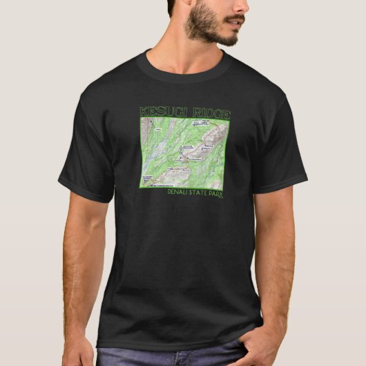 Kesugi Ridge Hiking Map Denali State Park Alaska S T-shirt (Voorkant)