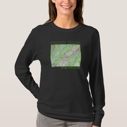 Kesugi Ridge Hiking Map Denali State Park Alaska S T-shirt (Voorkant)