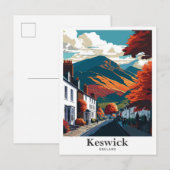 Keswick Engeland Vintage Travel Illustratie Briefkaart (Voorkant / Achterkant)