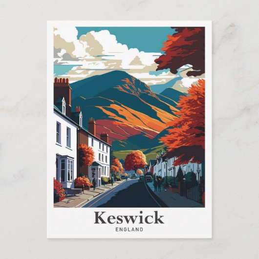 Keswick Engeland Vintage Travel Illustratie Briefkaart (Voorkant)