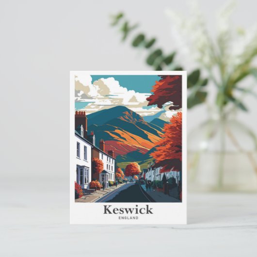 Keswick Engeland Vintage Travel Illustratie Briefkaart (Staand voorkant)