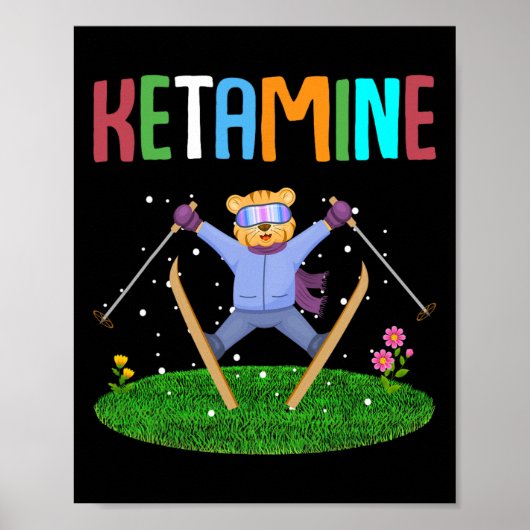 Ketamine Skiën Springende Beer Poster (Voorkant)