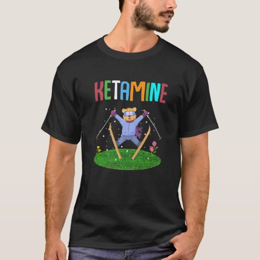Ketamine Skiën Springende Beer T-shirt (Voorkant)
