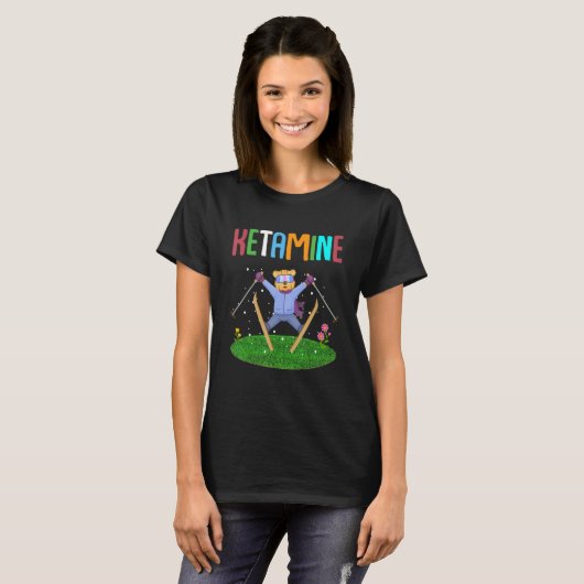 Ketamine Skiing Jumping Bear T-shirt (Voorkant volledig)