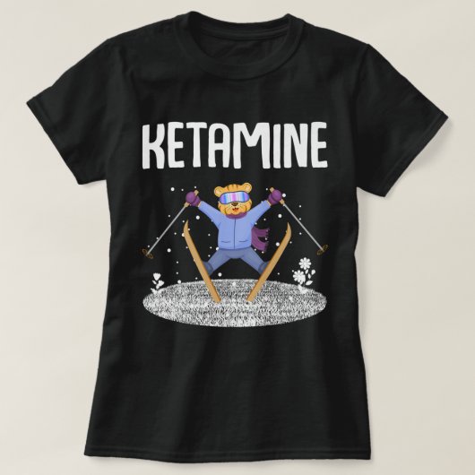 Ketamine Skiing Jumping Beer Witte geschenken T-shirt (Design voorkant)