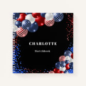 Ketchbook patriottische rode witte blauwe ballonne notitieboek (Voorkant)