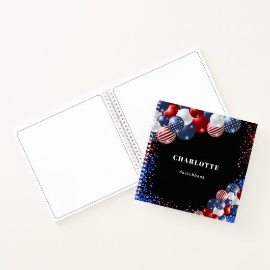 Ketchbook patriottische rode witte blauwe ballonne notitieboek (Binnen)