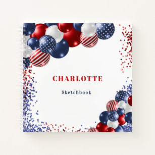 Ketchbook patriottische rode witte blauwe ballonne notitieboek
